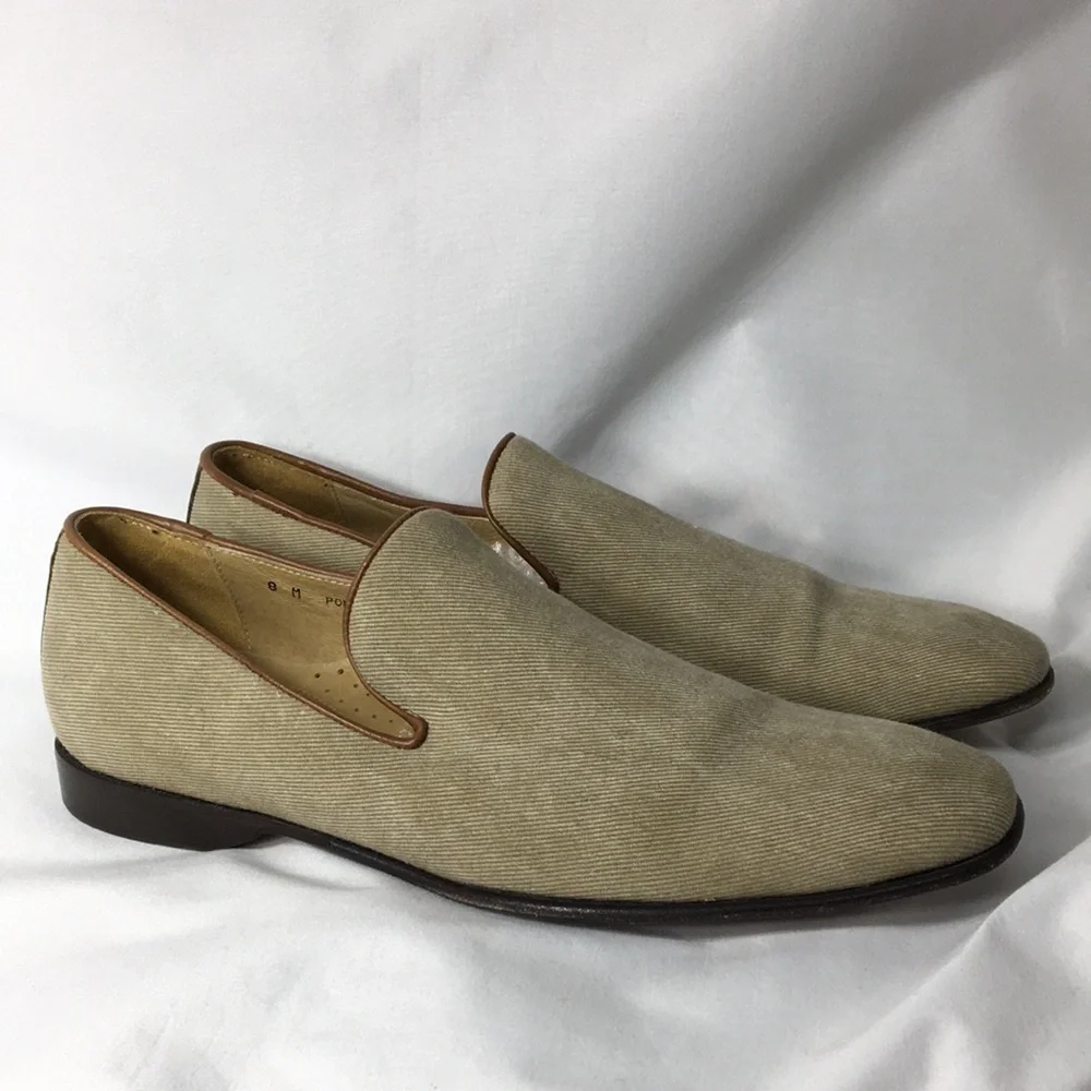 Donald J. Pliner Mens Fabric & Leather Slip-On Loafers Size 8 Like-NEW Condition